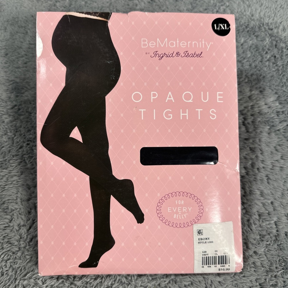 BeMaternity Opaque Pantyhose Tights Black Size L/XL Style 1269 Ebony Pregnant